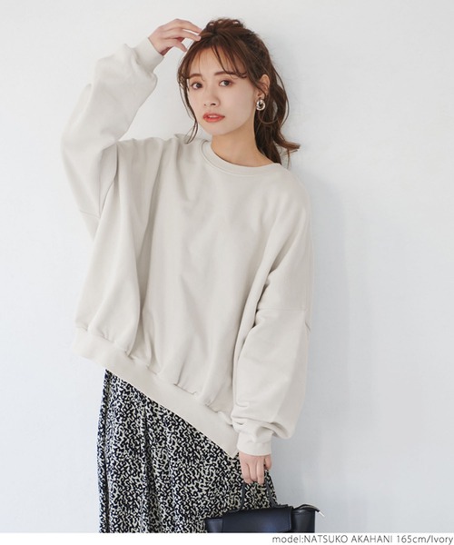 coca（coca）（コカ）の「USAコットン春スウェット（スウェット・レディース・ライトグリーン/チャコールグレー/アイボリー・ONE SIZE）」の10枚目の写真