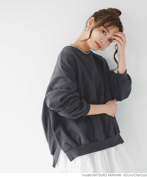 coca（coca）（コカ）の「USAコットン春スウェット（スウェット・レディース・ライトグリーン/チャコールグレー/アイボリー・ONE SIZE）」の14枚目の写真