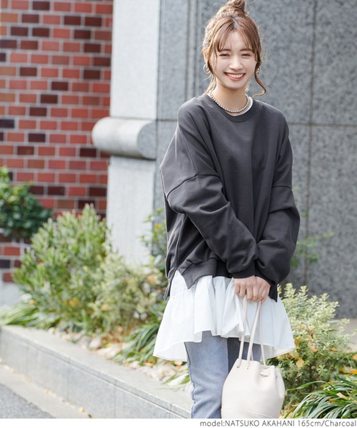 coca（coca）（コカ）の「USAコットン春スウェット（スウェット・レディース・ライトグリーン/チャコールグレー/アイボリー・ONE SIZE）」の15枚目の写真