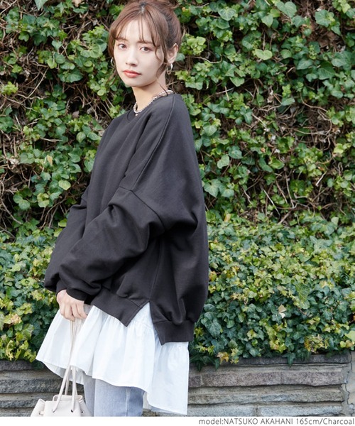 coca（coca）（コカ）の「USAコットン春スウェット（スウェット・レディース・ライトグリーン/チャコールグレー/アイボリー・ONE SIZE）」の16枚目の写真