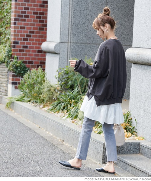 coca（coca）（コカ）の「USAコットン春スウェット（スウェット・レディース・ライトグリーン/チャコールグレー/アイボリー・ONE SIZE）」の17枚目の写真