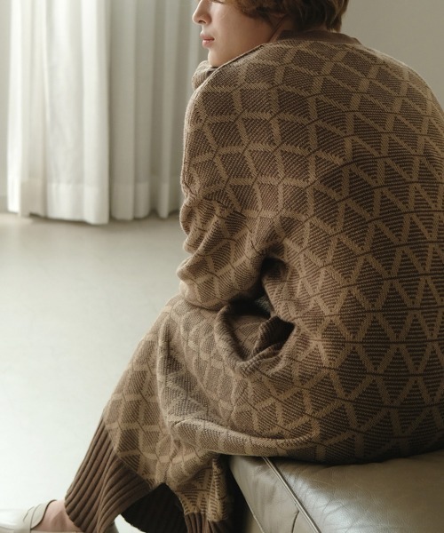 Bab（バブ）の「【WEB限定】ジャガードニットカフタンワンピース（ワンピース・レディース・ブラウン/ライトグリーン/ベージュ/モカ・FREE）」の13枚目の写真