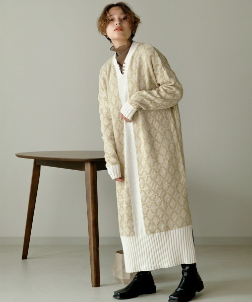 Bab（バブ）の「【WEB限定】ジャガードニットカフタンワンピース（ワンピース・レディース・ブラウン/ライトグリーン/ベージュ/モカ・FREE）」の22枚目の写真