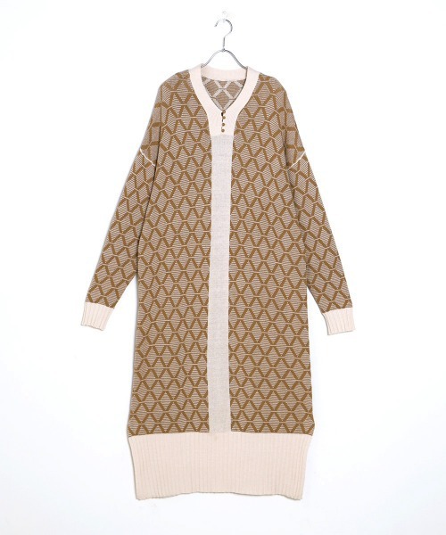 Bab（バブ）の「【WEB限定】ジャガードニットカフタンワンピース（ワンピース・レディース・ブラウン/ライトグリーン/ベージュ/モカ・FREE）」の7枚目の写真