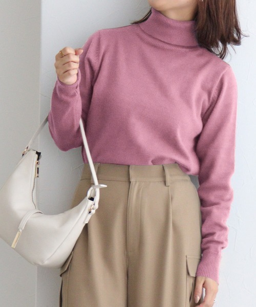 セール】プレミアムカシミヤタッチタートルニット（ニット/セーター