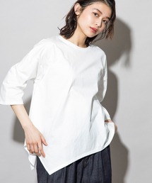 タンブラードライソフトジャージー アシメントリーヘムTシャツ