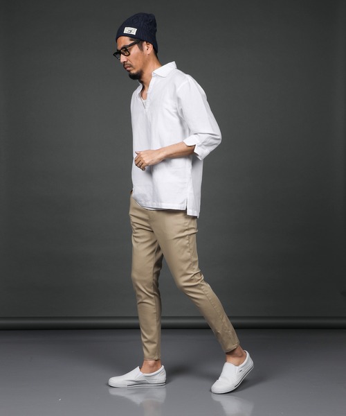 LINEN BLEND 3QSKIPPER SHIRT ダファー綿麻七分袖シャツ The DUFFER of ST.GEORGE(ザダファーオブセントジョージ)の