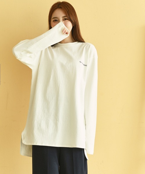 me+em select（ミームセレクト）の「me+em select ラウンドオーバーゆるロンTee（Tシャツ/カットソー・レディース・チャコールグレー/アイボリー/モカ・FREE）」の2枚目の写真
