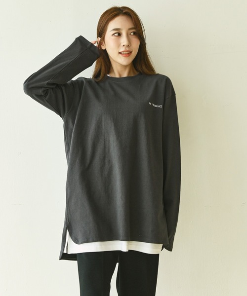 me+em select（ミームセレクト）の「me+em select ラウンドオーバーゆるロンTee（Tシャツ/カットソー・レディース・チャコールグレー/アイボリー/モカ・FREE）」の20枚目の写真