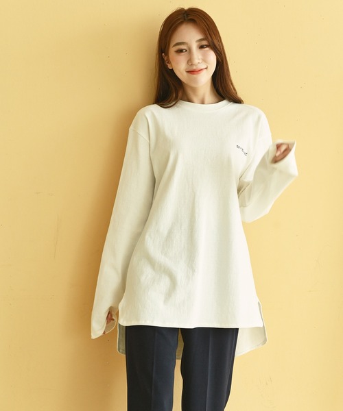 me+em select（ミームセレクト）の「me+em select ラウンドオーバーゆるロンTee（Tシャツ/カットソー・レディース・チャコールグレー/アイボリー/モカ・FREE）」の11枚目の写真