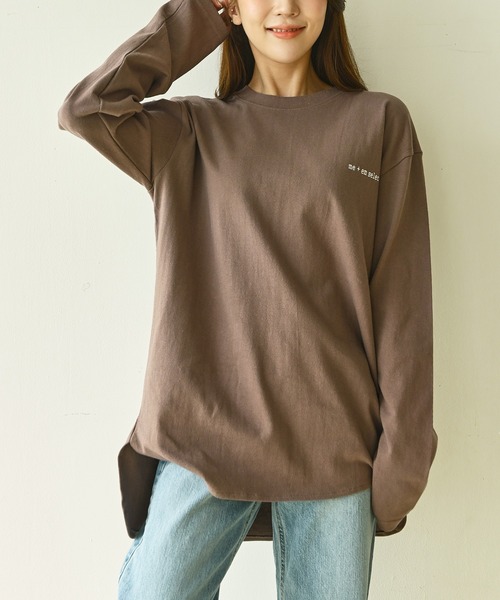 me+em select（ミームセレクト）の「me+em select ラウンドオーバーゆるロンTee（Tシャツ/カットソー・レディース・チャコールグレー/アイボリー/モカ・FREE）」の5枚目の写真
