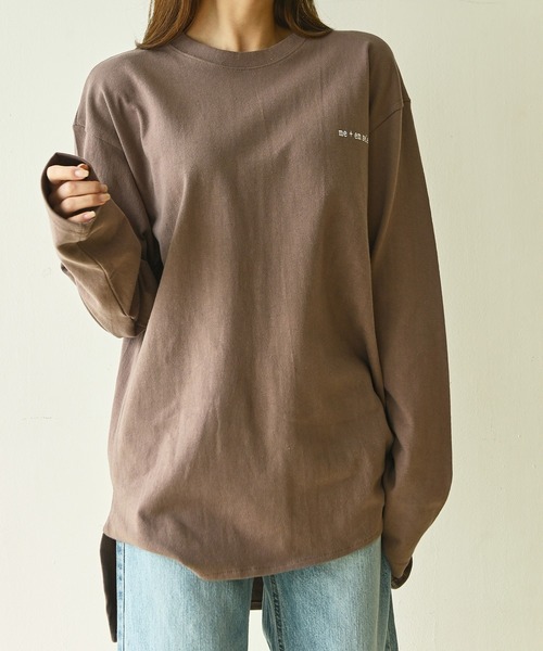 me+em select（ミームセレクト）の「me+em select ラウンドオーバーゆるロンTee（Tシャツ/カットソー・レディース・チャコールグレー/アイボリー/モカ・FREE）」の9枚目の写真