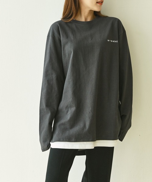 me+em select（ミームセレクト）の「me+em select ラウンドオーバーゆるロンTee（Tシャツ/カットソー・レディース・チャコールグレー/アイボリー/モカ・FREE）」の17枚目の写真