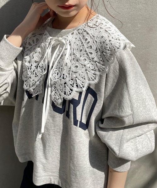 Chico（チコ）の「刺繍レース付け襟5分袖2wayスタンドブラウス（シャツ/ブラウス・レディース・ライトベージュ/ブラック/ホワイト・FREE）」の10枚目の写真