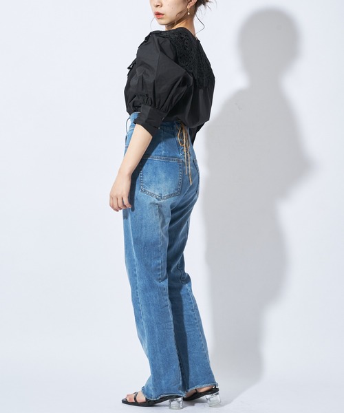 Chico（チコ）の「刺繍レース付け襟5分袖2wayスタンドブラウス（シャツ/ブラウス・レディース・ライトベージュ/ブラック/ホワイト・FREE）」の16枚目の写真