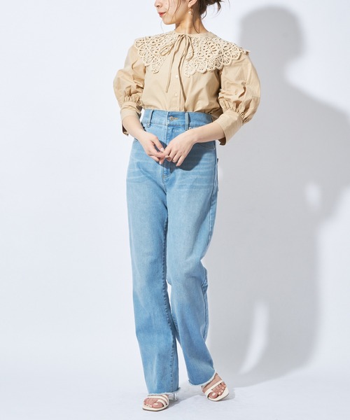 Chico（チコ）の「刺繍レース付け襟5分袖2wayスタンドブラウス（シャツ/ブラウス・レディース・ライトベージュ/ブラック/ホワイト・FREE）」の21枚目の写真