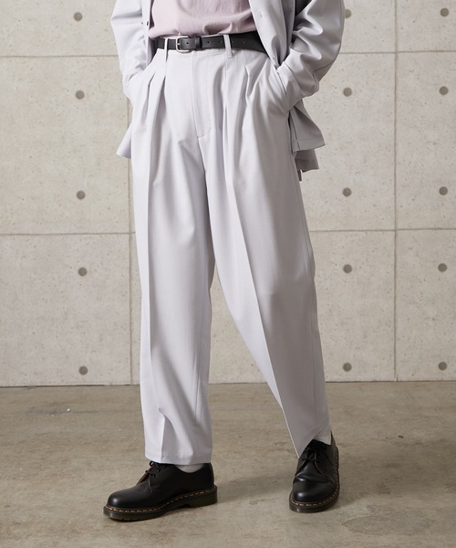 JUNRED(ジュンレッド)の「【セットアップ対応】エアリーストレッチワイド(スラックス・メンズ・ライトグレー/ダークブラウン/ブルー・S/M/L)」の2枚目の写真