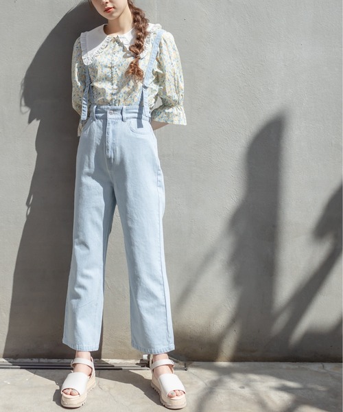 OLIVE des OLIVE（オリーブデオリーブ）の「ゴキゲンサス付パンツ（その他パンツ・レディース・サックスブルー系/ブルー系その他/アイボリー/グレー系その他・FREE）」の4枚目の写真