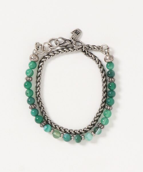 CUSTOM CULTURE（カスタムカルチャー）の「【mancino】 Italy made ストーン×チェーン コンビ ブレスレット（ブレスレット・メンズ・ブラック系その他/グリーン系その他/ブルー系その他/レッド系その他・FREE）」の3枚目の写真