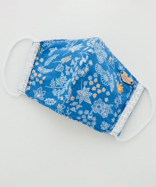 Catherine Cottage（キャサリンコテージ）の「フラワープリントマスク（マスク・キッズ・ネイビー/オフホワイト/ブルー/ライトグリーン/ベビーピンク/スモークピンク/グレイッシュブルー/サーモンピンク・FREE）」の4枚目の写真