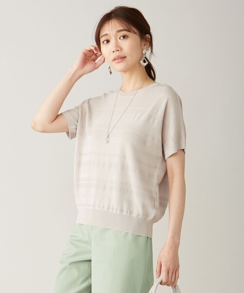 J.PRESS(ジェイプレス)の「【洗える】コットンアセテート ニット(ニット/セーター・レディース・ベージュ系/ネイビー系/ホワイト系/ダルブルー系・T15/T13)」の2枚目の写真