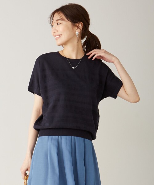 J.PRESS(ジェイプレス)の「【洗える】コットンアセテート ニット(ニット/セーター・レディース・ベージュ系/ネイビー系/ホワイト系/ダルブルー系・T15/T13)」の3枚目の写真