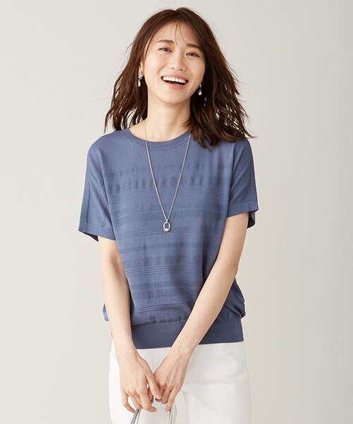 J.PRESS(ジェイプレス)の「【洗える】コットンアセテート ニット(ニット/セーター・レディース・ベージュ系/ネイビー系/ホワイト系/ダルブルー系・T15/T13)」の4枚目の写真