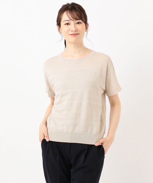 J.PRESS(ジェイプレス)の「【洗える】コットンアセテート ニット(ニット/セーター・レディース・ベージュ系/ネイビー系/ホワイト系/ダルブルー系・T15/T13)」の9枚目の写真