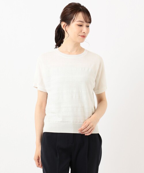 J.PRESS(ジェイプレス)の「【洗える】コットンアセテート ニット(ニット/セーター・レディース・ベージュ系/ネイビー系/ホワイト系/ダルブルー系・T15/T13)」の10枚目の写真