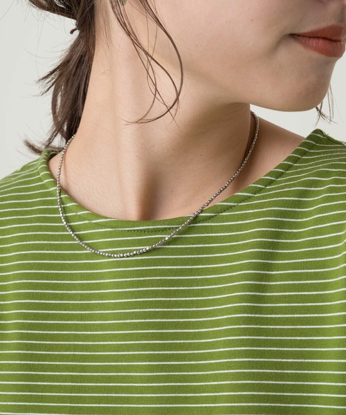 Kastane（カスタネ）の「パフボーダー７分袖Tee（Tシャツ/カットソー・レディース・サックスブルー/ピンク/グリーン・FREE）」の12枚目の写真