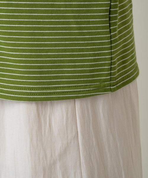 Kastane（カスタネ）の「パフボーダー７分袖Tee（Tシャツ/カットソー・レディース・サックスブルー/ピンク/グリーン・FREE）」の14枚目の写真