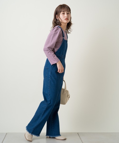 Kastane（カスタネ）の「パフボーダー７分袖Tee（Tシャツ/カットソー・レディース・サックスブルー/ピンク/グリーン・FREE）」の5枚目の写真