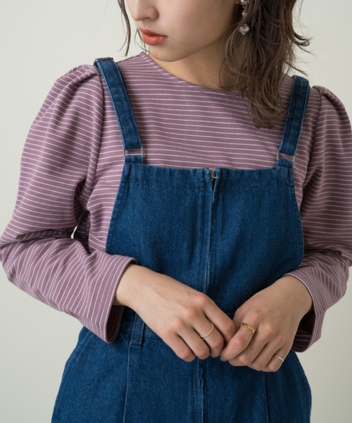 Kastane（カスタネ）の「パフボーダー７分袖Tee（Tシャツ/カットソー・レディース・サックスブルー/ピンク/グリーン・FREE）」の18枚目の写真