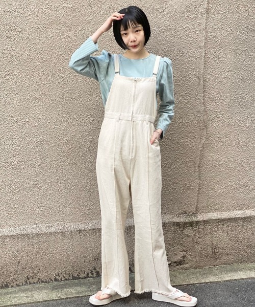 Kastane（カスタネ）の「パフボーダー７分袖Tee（Tシャツ/カットソー・レディース・サックスブルー/ピンク/グリーン・FREE）」の22枚目の写真