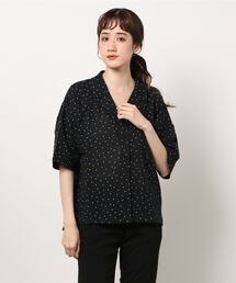 Samansa Mos2 blue | 柄アソート開襟シャツ(シャツ/ブラウス)