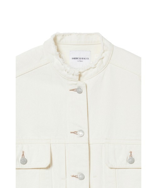 AMERICAN RAG CIE（アメリカンラグシー）の「ノーカラーデニムジャケット（ノーカラージャケット・レディース・オフホワイト/モカ・38/36）」の11枚目の写真