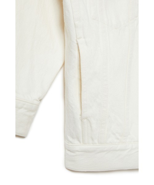 AMERICAN RAG CIE（アメリカンラグシー）の「ノーカラーデニムジャケット（ノーカラージャケット・レディース・オフホワイト/モカ・38/36）」の13枚目の写真