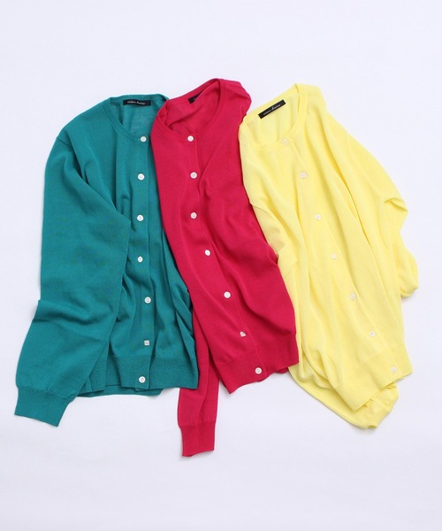 aimer le mieux（エメルミュー）の「aimer レーヨン/ナイロン　アソート釦クルーカーディガン（カーディガン/ボレロ・レディース・ブラック/ピンク/イエロー/グリーン/ホワイト×ブルー・FREE）」の4枚目の写真
