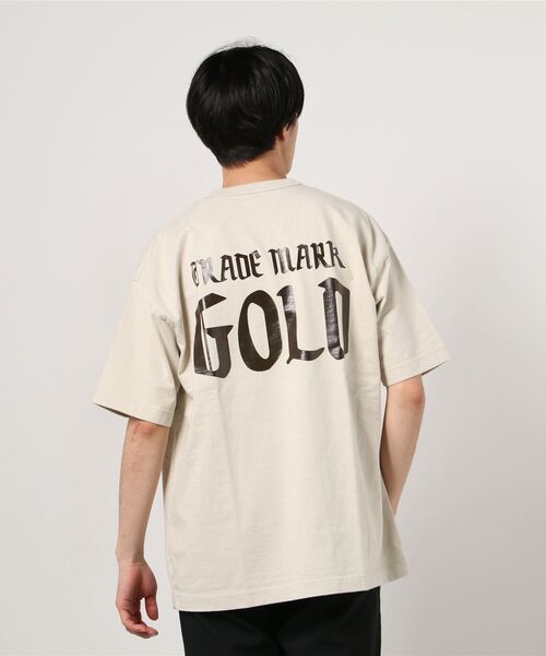 GOLD（ゴールド）の「GOLD / ゴールド：【ONLY ARK】別注14/- HEAVY COTTON S/S WIDE T-SHIRT -GOLD PRINT-：21A-GL78408P[MUS]（Tシャツ/カットソー・メンズ・ブラック/ベージュ/ベージュ系その他/ライトグレー系・L/XL/S/M）」の9枚目の写真