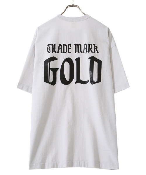 GOLD（ゴールド）の「GOLD / ゴールド：【ONLY ARK】別注14/- HEAVY COTTON S/S WIDE T-SHIRT -GOLD PRINT-：21A-GL78408P[MUS]（Tシャツ/カットソー・メンズ・ブラック/ベージュ/ベージュ系その他/ライトグレー系・L/XL/S/M）」の3枚目の写真