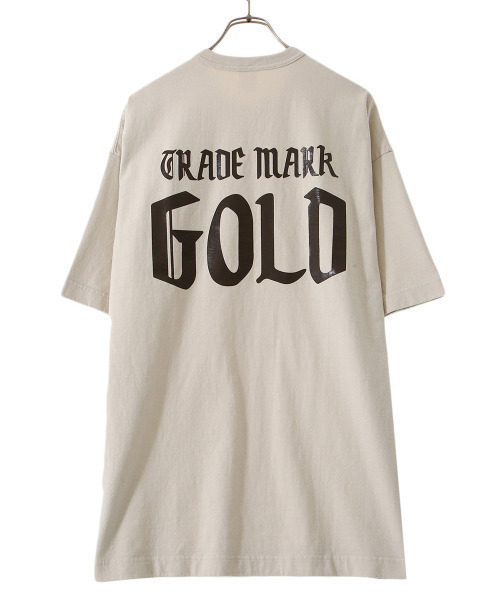 GOLD（ゴールド）の「GOLD / ゴールド：【ONLY ARK】別注14/- HEAVY COTTON S/S WIDE T-SHIRT -GOLD PRINT-：21A-GL78408P[MUS]（Tシャツ/カットソー・メンズ・ブラック/ベージュ/ベージュ系その他/ライトグレー系・L/XL/S/M）」の4枚目の写真