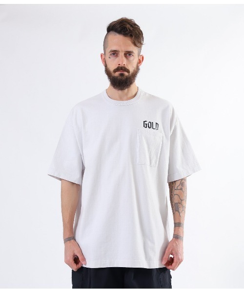 GOLD（ゴールド）の「GOLD / ゴールド：【ONLY ARK】別注14/- HEAVY COTTON S/S WIDE T-SHIRT -GOLD PRINT-：21A-GL78408P[MUS]（Tシャツ/カットソー・メンズ・ブラック/ベージュ/ベージュ系その他/ライトグレー系・L/XL/S/M）」の19枚目の写真