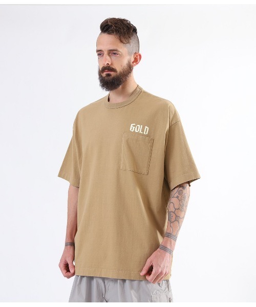 GOLD（ゴールド）の「GOLD / ゴールド：【ONLY ARK】別注14/- HEAVY COTTON S/S WIDE T-SHIRT -GOLD PRINT-：21A-GL78408P[MUS]（Tシャツ/カットソー・メンズ・ブラック/ベージュ/ベージュ系その他/ライトグレー系・L/XL/S/M）」の16枚目の写真
