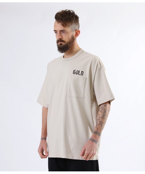 GOLD（ゴールド）の「GOLD / ゴールド：【ONLY ARK】別注14/- HEAVY COTTON S/S WIDE T-SHIRT -GOLD PRINT-：21A-GL78408P[MUS]（Tシャツ/カットソー・メンズ・ブラック/ベージュ/ベージュ系その他/ライトグレー系・L/XL/S/M）」の12枚目の写真