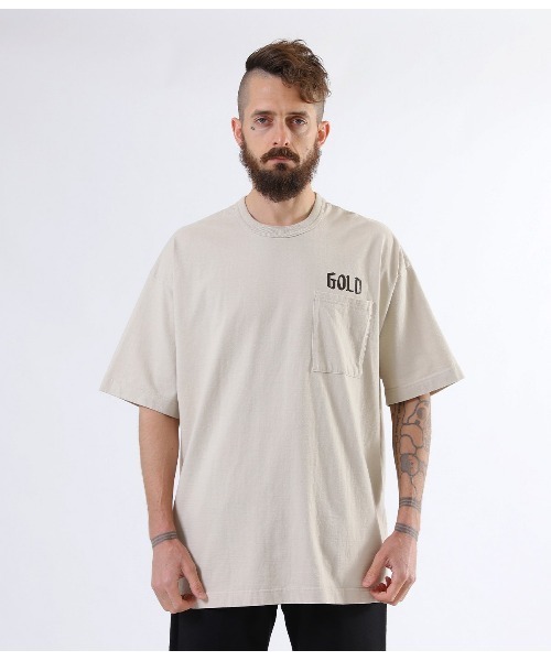 GOLD（ゴールド）の「GOLD / ゴールド：【ONLY ARK】別注14/- HEAVY COTTON S/S WIDE T-SHIRT -GOLD PRINT-：21A-GL78408P[MUS]（Tシャツ/カットソー・メンズ・ブラック/ベージュ/ベージュ系その他/ライトグレー系・L/XL/S/M）」の11枚目の写真