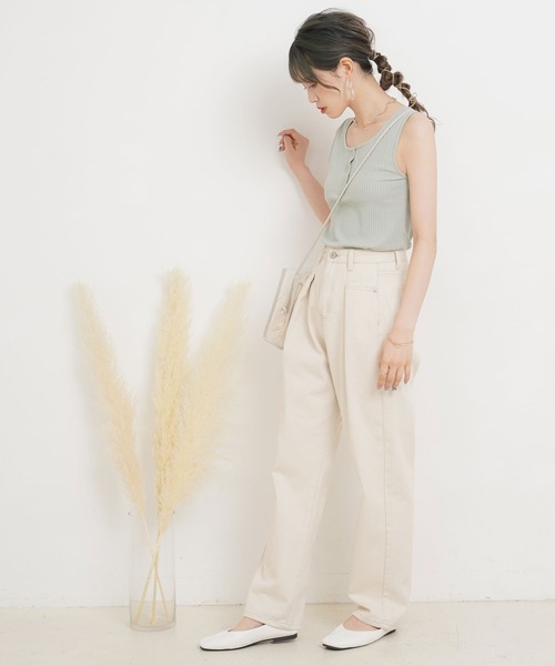 Newlyme（ニューリーミー）の「ヘンリーネックリブタンクトップ（タンクトップ・レディース・ミント/ベージュ/アイボリー/ブラック・MEDIUM）」の12枚目の写真