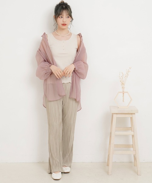 Newlyme（ニューリーミー）の「ヘンリーネックリブタンクトップ（タンクトップ・レディース・ミント/ベージュ/アイボリー/ブラック・MEDIUM）」の15枚目の写真