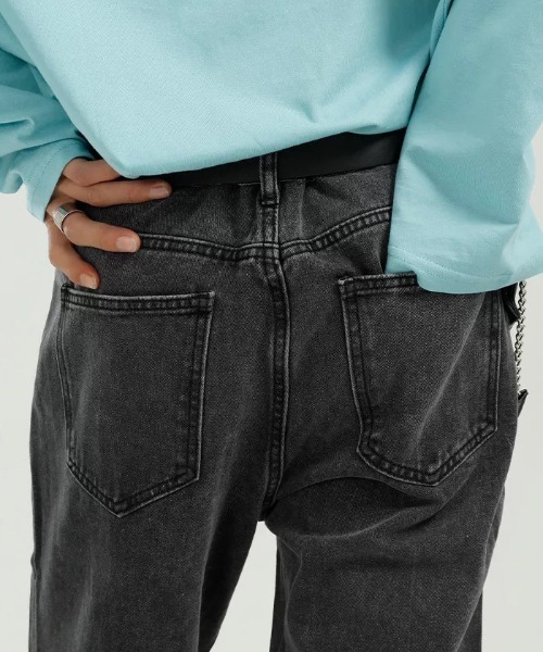 Mimma/Mimaa（ミマ）の「【Mimma/Mimaa】裾スリットデニム（デニムパンツ・メンズ・ブラック/ブルー・FREE）」の3枚目の写真