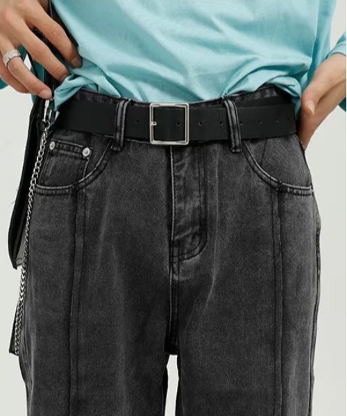 Mimma/Mimaa（ミマ）の「【Mimma/Mimaa】裾スリットデニム（デニムパンツ・メンズ・ブラック/ブルー・FREE）」の4枚目の写真