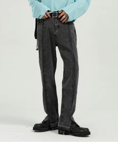 Mimma/Mimaa（ミマ）の「【Mimma/Mimaa】裾スリットデニム（デニムパンツ・メンズ・ブラック/ブルー・FREE）」の7枚目の写真